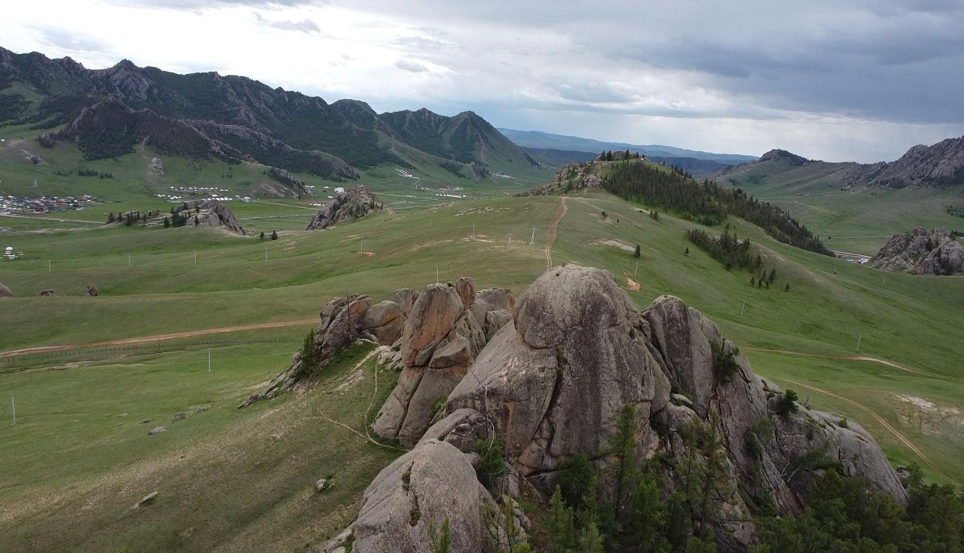 The iconic Turtle Rock in Terelj National Park, surrounded by stunning scenery.